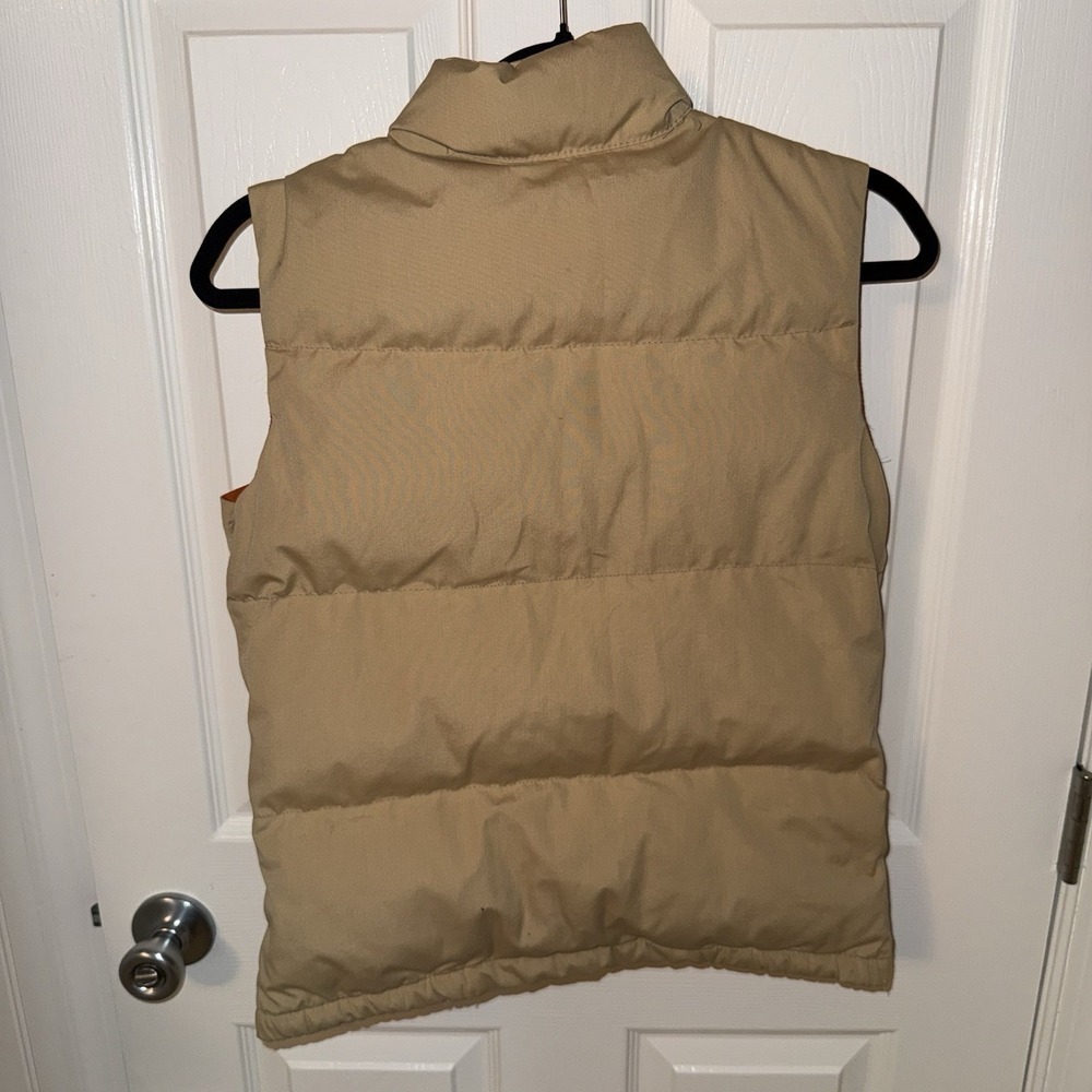 Vintage The North Face Women's Small Down Vest Tan Orange Puff Vest Outerwear - Picture 5 of 12